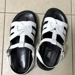 美品　ZARA ホワイト ストラップサンダル 36 23cm〜23.5cm ザラ