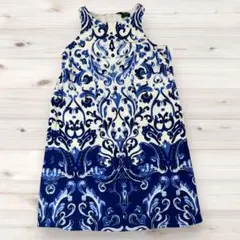 【新品タグ付き】RALPH LAUREN 総柄ノースリーブ ワンピ ブルー 4