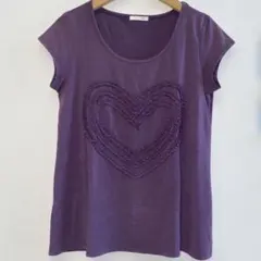 favori ハート刺繍柄　半袖Tシャツ　パープルのサムネイル