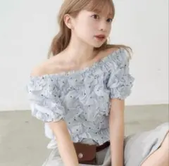 即日発送可】kastane くしゅくしゅブラウス サックスブルー カスタネ
