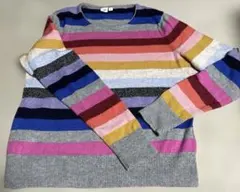 GAP マルチボーダー ニット セーター カラフル 長袖 メンズ Lサイズ