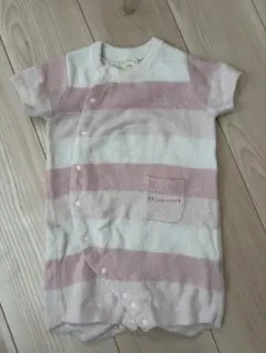 ジェラートピケ　ロンパース・カバーオール 80-90 ピンクストライプ