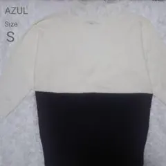 AZUL バイカラー ニットトップス S ホワイト×ブラックのサムネイル