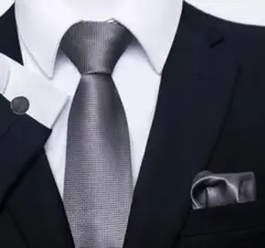 3点セット ネクタイ チーフ カフスボタン ビジネス 結婚式 入学式 DA⑥