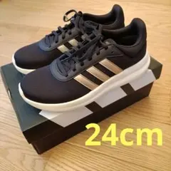 adidas ライトレーサー4.0W ブラック　JR8550 24cm 新品