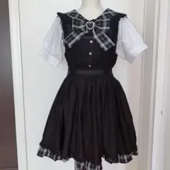 リズリサ　セーラー襟可愛いワンピース　ブラックチェック