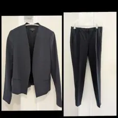 セオリー　ノーカラージャケット　ウール　ストレッチ　紺色　　391