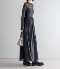 早い者勝ちmystic 花柄シアーワンピース　ロングワンピース　シアーワンピース