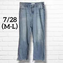 YMI JEANS ワイドデニムパンツ リラックスフィット ライトブルー7/28