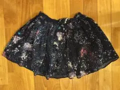 リバーシブルミニスカート　宇宙柄　黒　合成皮革　ゴムウェスト　Mのサムネイル