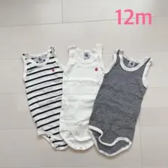 プチバトー　タンクトップボディ3枚組　12m