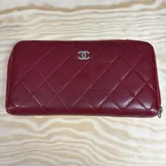 CHANEL フラワーエンボス レッド長財布 - メルカリ