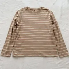 UNIQLO ユニクロ　ボーダークルーネックT 長袖　　160 モカ