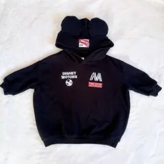 【美品✨】ディズニー ミッキー 耳付きパーカー 90cm ブラック 裏毛 トミカ