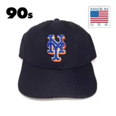希少ブラック90s 当時物 USA製！✨ニューエラ アメリカ製 メッツ キャップ