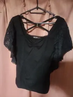 CECIL Mc BEEセシルマクビー　レース袖ブラック ノースリーブチュニック