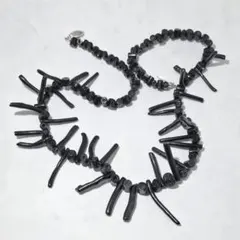 ヴィンテージ 黒色 枝デザイン ネックレス シルバー金具 G SILVER 刻印