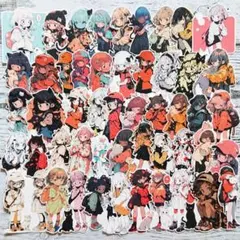 【№634】女の子とネコちゃん ５０枚 フレークシール