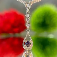 天然 アレキサンドライト ダイヤモンド ラリエットステーション 計0.17ct