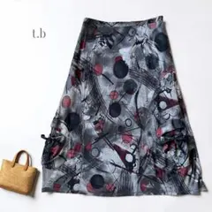 t.b ティービー 総柄スカート リボン グレー 40 L 春夏 ストレッチのサムネイル