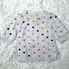 【baby GAP】ポンポンドットニットワンピース (60cm 3-6M)