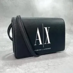 極美品 ARMANI EXCHANGE ショルダーバッグ ブラック デカロゴ