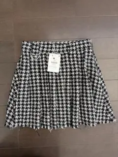タグ付き【Bershka】ハウンドトゥース柄 フレアスカート S