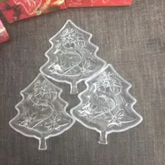 曽我ガラス　クリスマスツリー型プレート 3枚セット