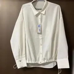 タグ付き新品　EASE BLUE ホワイト ドローストリングシャツ 長袖