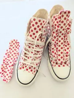 コンバース・赤い水玉模様 ❤フリルハイカットスニーカー✩値下げ✩