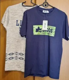 【新品未使用】LOGOS ロゴス 半袖Tシャツ ネイビー 迷彩ロゴ 2枚セットのサムネイル