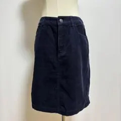CHILD WOMAN My Favコーデュロイスカート膝上丈紺 F綿　英字刺繍のサムネイル