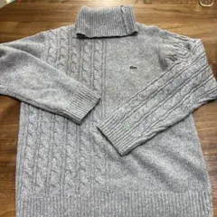LACOSTEタートルネック ニット セーター グレー US M