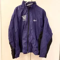 Reebok ナイロンジャケット パープル紫 刺繍ロゴ 古着 ウインドブレーカー
