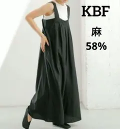 KBF ケービーエフ　リネン　ワイド　タックサロペット　ブラック　黒　フリーのサムネイル