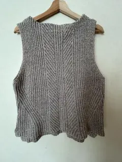 Ca et la ニットベスト　ボートネックチョッキ　ベージュ　重ね着