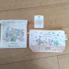 ダッフィーフレンズ 巾着袋とポーチセット+シール　3点