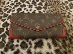 Louis Vuitton モノグラム 長財布 ブラウン/レッド