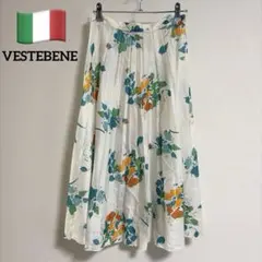 イタリア製 VESTEBENE 花柄 フレア プリーツスカート 膝丈 S~M相当