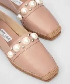 JIMMY CHOO パール エスパドリーユ フラットシューズ ピンク 37のサムネイル