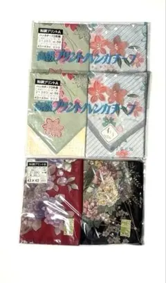 新品未使用　花柄ハンカチ　2柄x2, 2柄x1