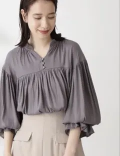 グレー バルーンスリーブ シャツ Mサイズ