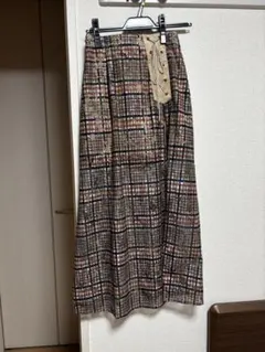 リリーブラウン チェック柄レーススカートパンツ