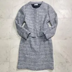 プラステ PLST ツイード スカートスーツ セットアップ ノーカラー L