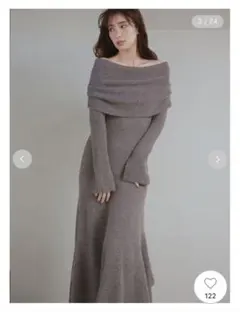 オフショルアシメヘムニットワンピース　FRAY I.D