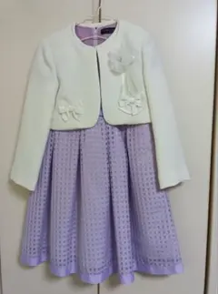 ラベンダー チェック柄 ジャケット付きドレス（130cm）