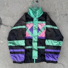 90s レトロ 古着 ナイロンジャケット カラフルアクティブウェアジャケット