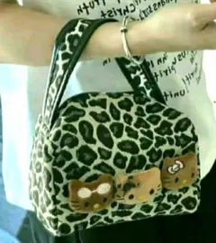 人気ヒョウ柄キティのハンドバッグ可愛い日焼けキティメイクポーチ豹柄ガールズギフト