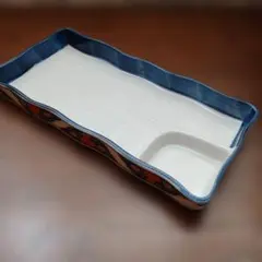 【昭和レトロ品】青と白の花柄刺身皿セット　２枚