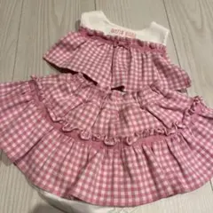 mezzo piano ギンガムチェック　スカートパンツ　スタイ